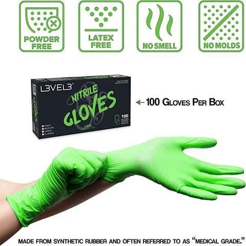Level 3 Nitrile Gloves (100ct) - Lime Small Small - Image 3